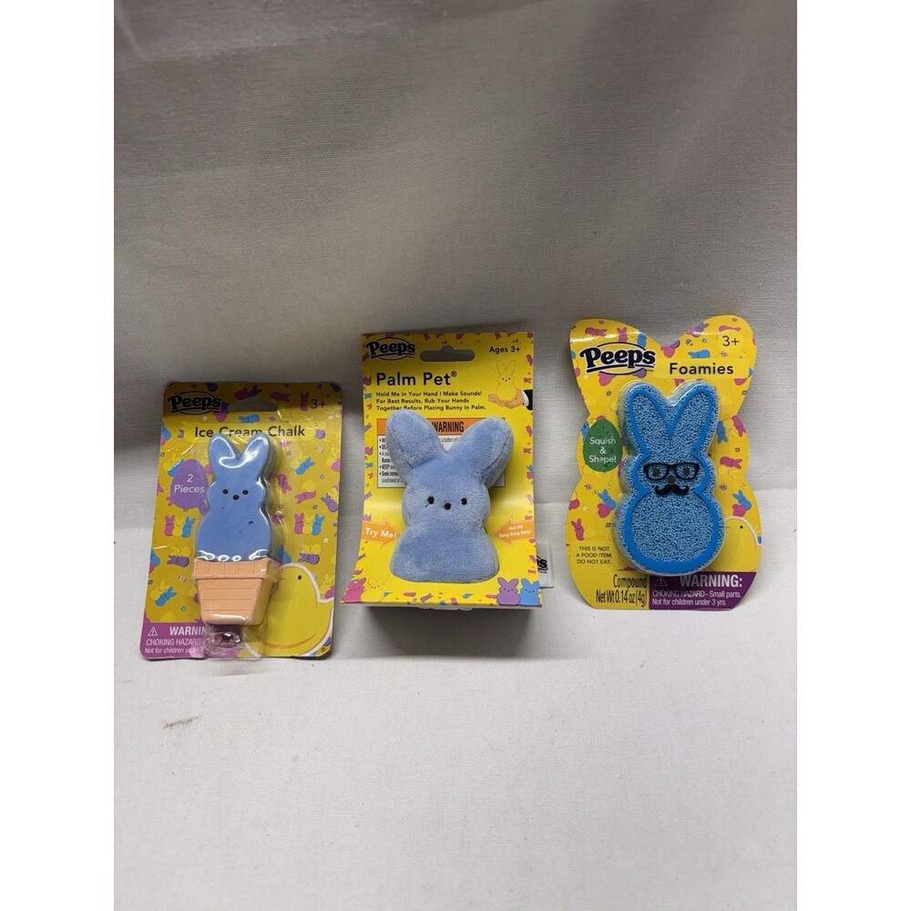 PEEPS Easter Bunny Bundle Blue Palm Pet Foamies Ice Cream Chalk New